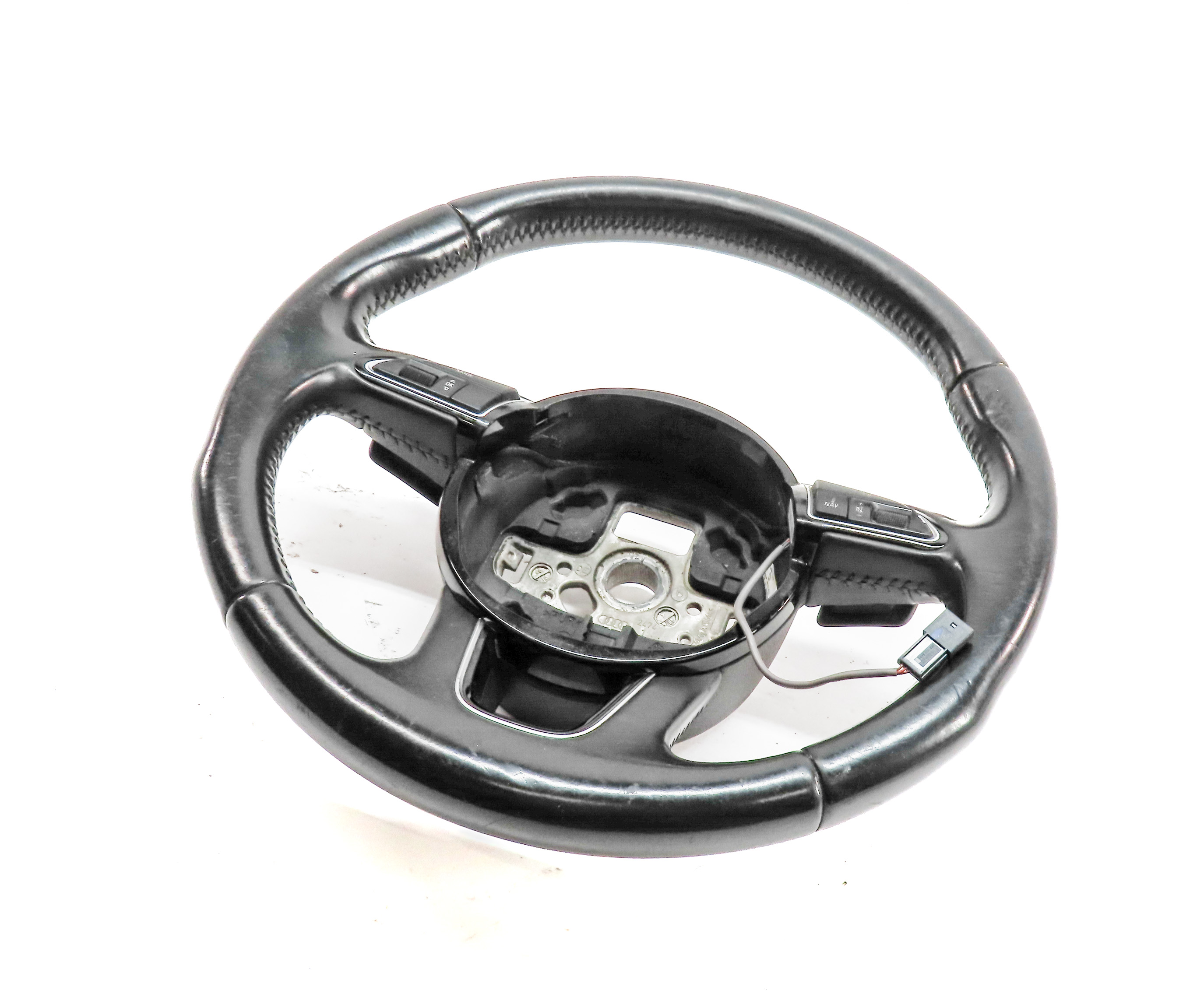 13-17 AUDI Q5 Q7 SQ5 B8 8R 4M 3 SPOKE STEERING WHEEL w/ SWITCH BUTTONS & PADDLES — exact item pictured